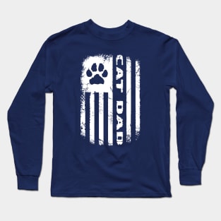 Cat Dad Distressed Flag Long Sleeve T-Shirt